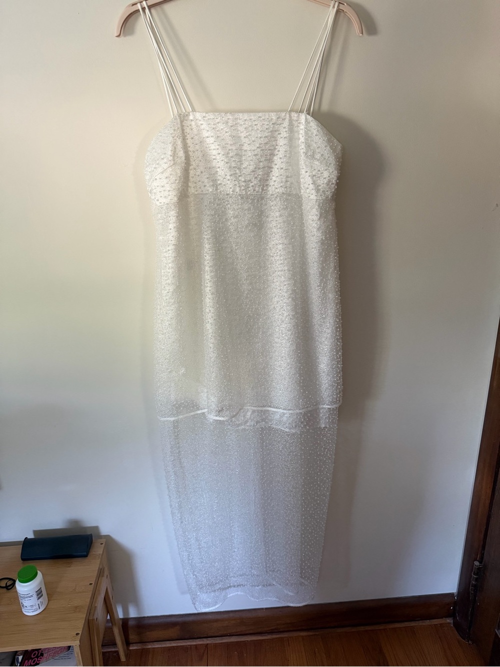 BHLDN White Beaded Sheer-Overlay Wedding Dress - Picture 2 of 4